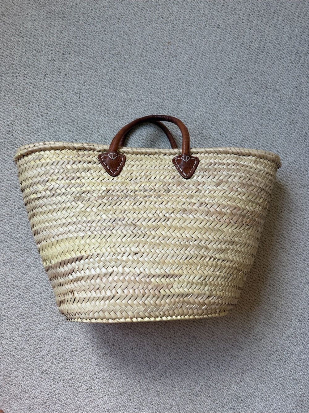 Emerson Fry Natural Woven Straw Tote with Brown Leather Handles - Picture 3 of 8